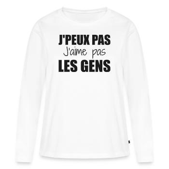 J'peux pas j'aime pas les gens - T-shirt manches longues Premium bio Femme - blanc - Devant - Julia (174cm)