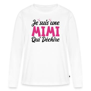 Je suis une Mimi qui Déchire - T-shirt manches longues Premium bio Femme - blanc - Devant - Julia (174cm)