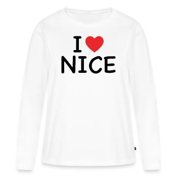 i love nice - j'aime nice - T-shirt manches longues Premium bio Femme - blanc - Devant - Julia (174cm)