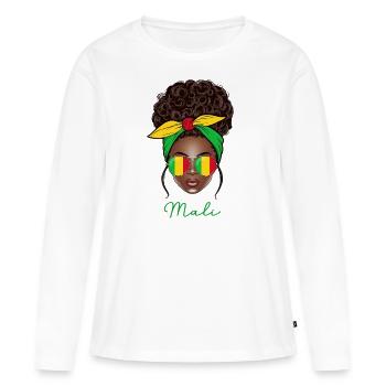 Femme Mali Fille Malienne - T-shirt manches longues Premium bio Femme - blanc - Devant - Julia (174cm)
