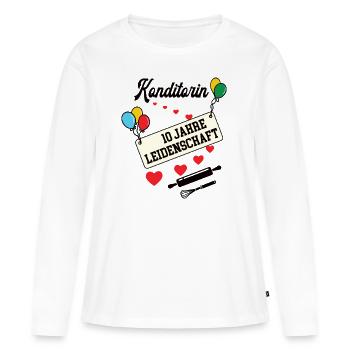 Konditorin 10 jähriges Jubiläum Konditorei Jahre - Frauen Premium Bio Langarmshirt - Weiß - Vorne - Julia (174cm)