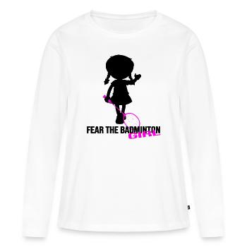 badminton badmintongirl federball badminton-day - Frauen Premium Bio Langarmshirt - Weiß - Vorne - Julia (174cm)