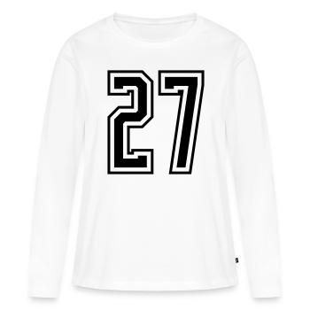 27 Numéro de numéro - T-shirt manches longues Premium bio Femme - blanc - Devant - Julia (174cm)