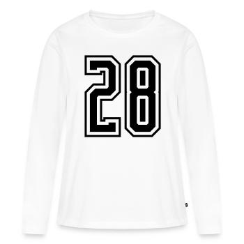 28 Numéro de numéro - T-shirt manches longues Premium bio Femme - blanc - Devant - Julia (174cm)