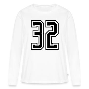 32 Numéro de numéro - T-shirt manches longues Premium bio Femme - blanc - Devant - Julia (174cm)
