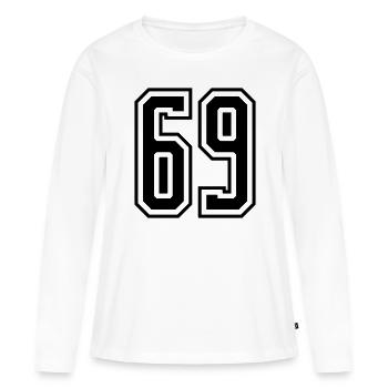 69 Numéro de numéro - T-shirt manches longues Premium bio Femme - blanc - Devant - Julia (174cm)