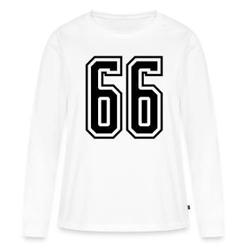 66 Numéro de numéro - T-shirt manches longues Premium bio Femme - blanc - Devant - Julia (174cm)