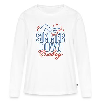 Simmer-Down-Cowboy - Frauen Premium Bio Langarmshirt - Weiß - Vorne - Julia (174cm)