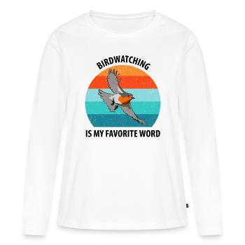 Observation des oiseaux Observation des oiseaux Observation des oiseaux - T-shirt manches longues Premium bio Femme - blanc - Devant - Julia (174cm)