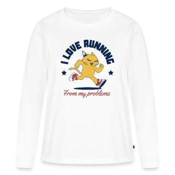 Ich liebe es, vor meinen Problemen davonzulaufen - Frauen Premium Bio Langarmshirt - Weiß - Vorne - Julia (174cm)