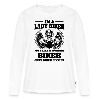 Biker motorcycle woman gift - Women's Premium Organic Long Sleeve Shirt - white - Front - Julia (174cm)