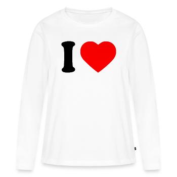 I love - Women's Premium Organic Long Sleeve Shirt - white - Front - Julia (174cm)