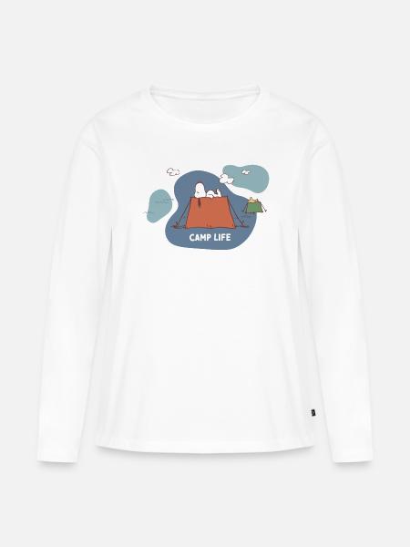 Peanuts Snoopy Camp Life Zelt Camping - Frauen Premium Bio Langarmshirt - Weiß