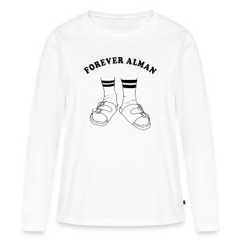 Forever Alman | Typiquement allemand | Idée de cadeau - T-shirt manches longues Premium bio Femme - blanc - Devant - Julia (174cm)