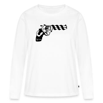Pistolet revolver - T-shirt manches longues Premium bio Femme - blanc - Devant - Julia (174cm)