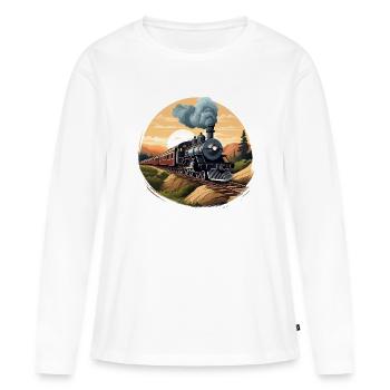 Historische Dampflok - Frauen Premium Bio Langarmshirt - Weiß - Vorne - Julia (174cm)