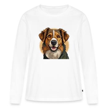 chien mignon - T-shirt manches longues Premium bio Femme - blanc - Devant - Julia (174cm)