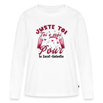 Juste toi et moi pour la Saint Valentin - T-shirt manches longues Premium bio Femme - blanc - Devant - Julia (174cm)
