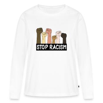 Stop Rassismus - Frauen Premium Bio Langarmshirt - Weiß - Vorne - Julia (174cm)