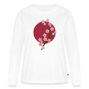 Sakura Fleur de cerisier - T-shirt manches longues Premium bio Femme - blanc - Devant - Julia (174cm)