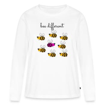 abeille différente - être différent - être soi-même - abeille - T-shirt manches longues Premium bio Femme - blanc - Devant - Julia (174cm)
