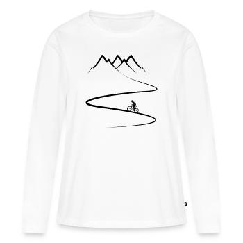VTT - Montagnes - Montagnes - Courbes - T-shirt manches longues Premium bio Femme - blanc - Devant - Julia (174cm)