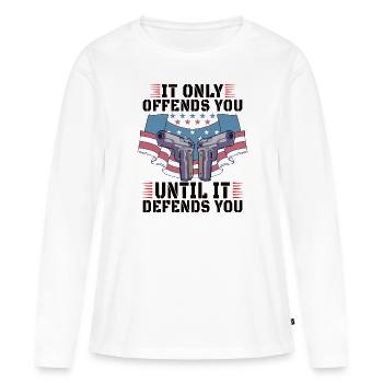 Droits des armes à feu Amateur d’armes à feu 2e amendement Cadeau de propriétaire d’arme à feu - T-shirt manches longues Premium bio Femme - blanc - Devant - Julia (174cm)