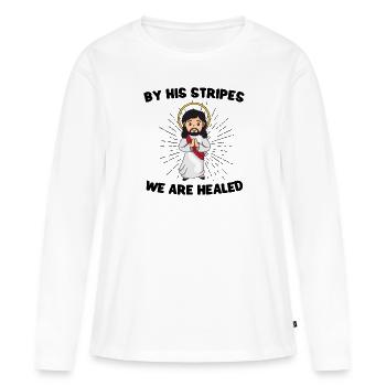 Jésus Christianisme Dieu Prière Prière Pasteur - T-shirt manches longues Premium bio Femme - blanc - Devant - Julia (174cm)