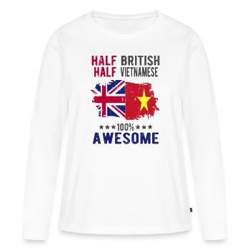 Moitié britannique moitié vietnamien - T-shirt manches longues Premium bio Femme - blanc - Devant - Julia (174cm)