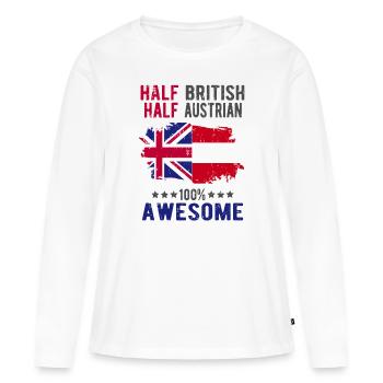 Moitié britannique moitié autrichienne - T-shirt manches longues Premium bio Femme - blanc - Devant - Julia (174cm)