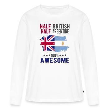 Moitié britannique moitié argentine - T-shirt manches longues Premium bio Femme - blanc - Devant - Julia (174cm)