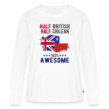 Moitié britannique moitié chilien - T-shirt manches longues Premium bio Femme - blanc - Devant - Julia (174cm)