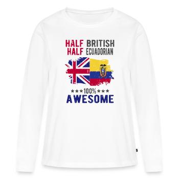 Moitié Britannique moitié Équatoriens - T-shirt manches longues Premium bio Femme - blanc - Devant - Julia (174cm)