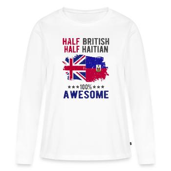 Moitié britannique moitié haïtien - T-shirt manches longues Premium bio Femme - blanc - Devant - Julia (174cm)