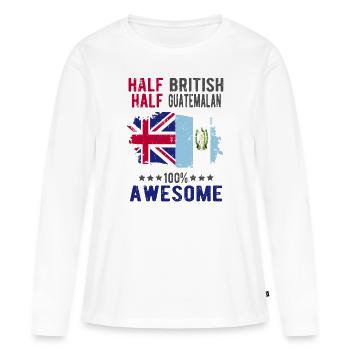 Moitié britannique moitié guatémaltèque - T-shirt manches longues Premium bio Femme - blanc - Devant - Julia (174cm)