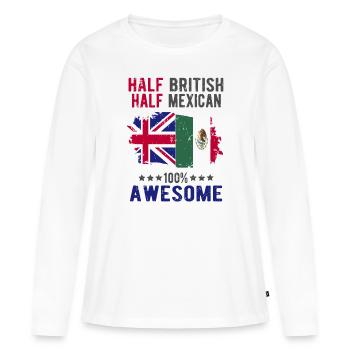 Moitié britannique moitié mexicain - T-shirt manches longues Premium bio Femme - blanc - Devant - Julia (174cm)