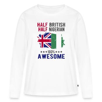 Moitié britannique moitié nigérian - T-shirt manches longues Premium bio Femme - blanc - Devant - Julia (174cm)