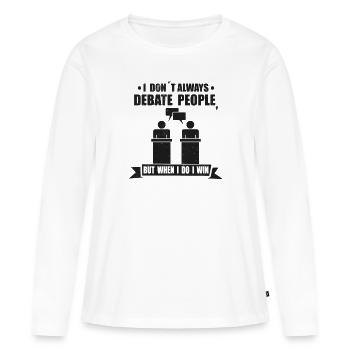 Débat Discours Débatteur Conférencier Idée cadeau - T-shirt manches longues Premium bio Femme - blanc - Devant - Julia (174cm)