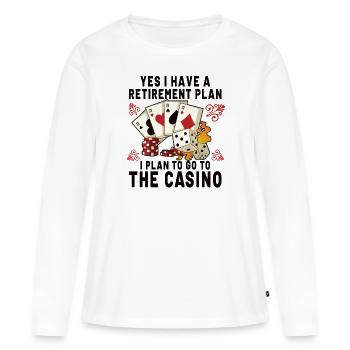Poker Casino Joueur de Poker Jeu Roulette Cadeau - T-shirt manches longues Premium bio Femme - blanc - Devant - Julia (174cm)