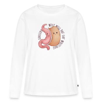 Gastrectomie à la manche Gastrectomie à la manche - T-shirt manches longues Premium bio Femme - blanc - Devant - Julia (174cm)
