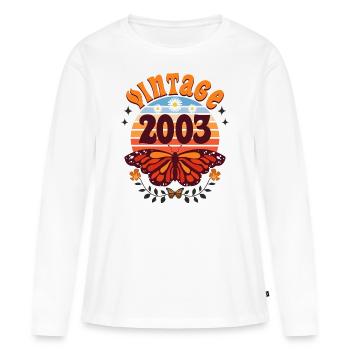 Rétro et Vintage 2003 Femme 20 Ans Anniversaire - T-shirt manches longues Premium bio Femme - blanc - Devant - Julia (174cm)