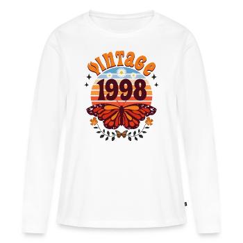 Rétro et Vintage 1998 Femme 25 Ans Anniversaire - T-shirt manches longues Premium bio Femme - blanc - Devant - Julia (174cm)