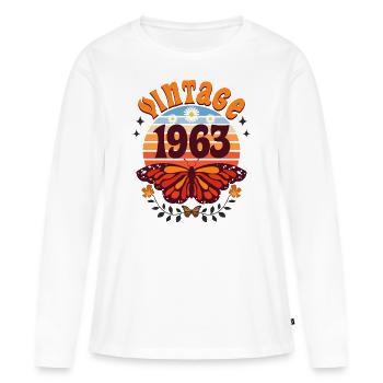 Rétro et Vintage 1963 Femme 60 Ans Anniversaire - T-shirt manches longues Premium bio Femme - blanc - Devant - Julia (174cm)
