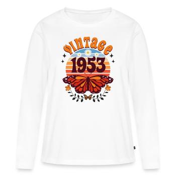 Rétro et Vintage 1953 Femme 70 Ans Anniversaire - T-shirt manches longues Premium bio Femme - blanc - Devant - Julia (174cm)