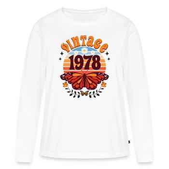 Rétro et Vintage 1978 Femme 45 Ans Anniversaire - T-shirt manches longues Premium bio Femme - blanc - Devant - Julia (174cm)