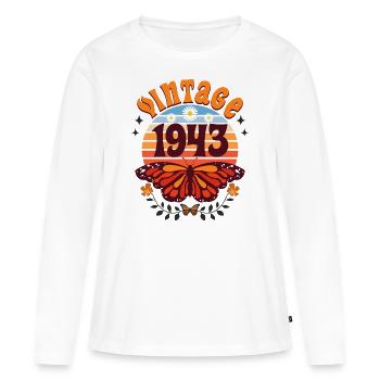 Rétro et Vintage 1943 Femme 80 Ans Anniversaire - T-shirt manches longues Premium bio Femme - blanc - Devant - Julia (174cm)