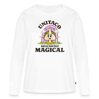 Taco - T-shirt manches longues Premium bio Femme - blanc - Devant - Julia (174cm)