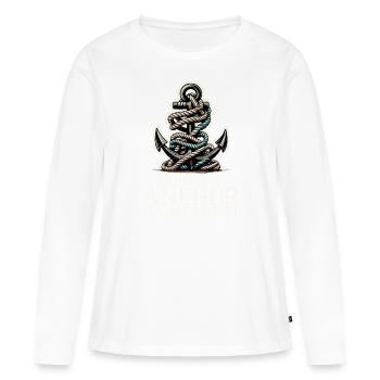 Navigation de plaisance Papa Bateau Capitaine Ponton Sailor Croisière - T-shirt manches longues Premium bio Femme - blanc - Devant - Julia (174cm)