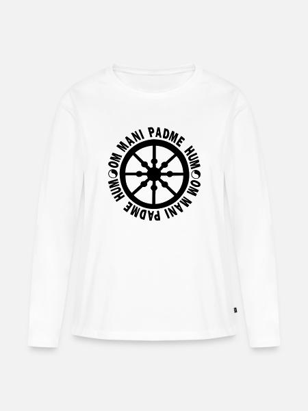 lebensrad mit mantra "om mani padme hum" - Frauen Premium Bio Langarmshirt - Weiß