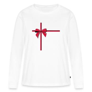 boucle - T-shirt manches longues Premium bio Femme - blanc - Devant - Julia (174cm)